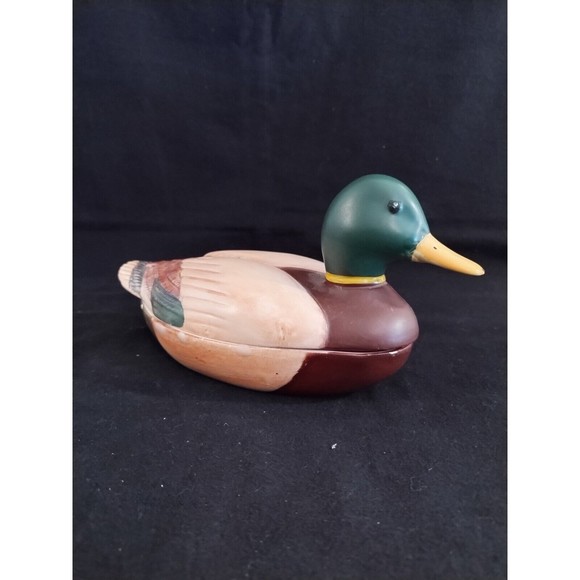 Vintage 1978 Porcelain Avon Mallard Duck Covered Trinket Dish Hand Crafted - Picture 3 of 10